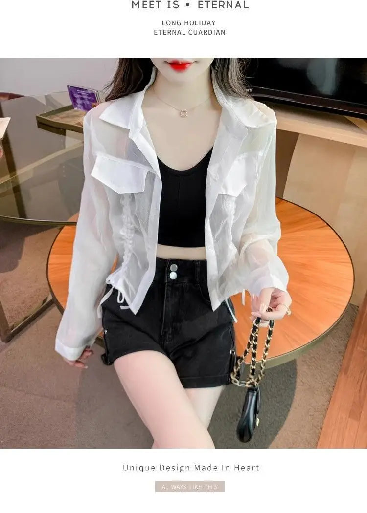 Cardigan ușor din șifon Liora - Femei, mărime S/M, scurt