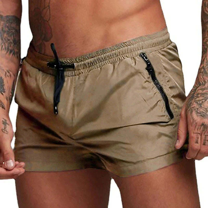 Herren Schwimmhose mit Reißverschluss-Taschen Mesh-Futter Sommer Strand Board Shorts Schnelltrocknend Schwimmen Badeanzug Schwimmanzug Schwimmbekleidung