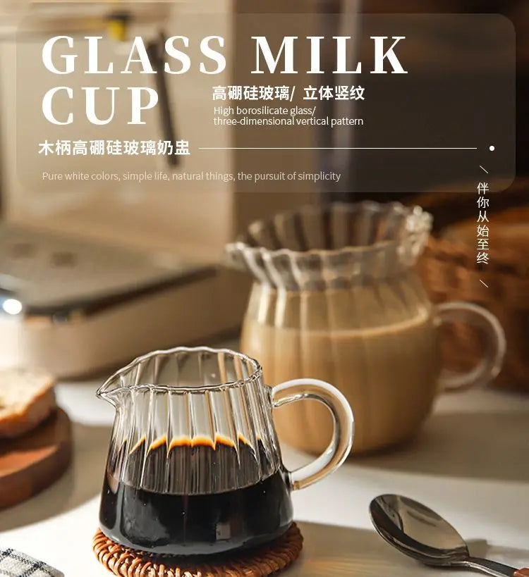 Striped Simplicity Handwork Small Milk Pot Heat-resistant Glass Exquisite Milk Cup Tea Dispenser Milk Pot Espresso Measuring Cup