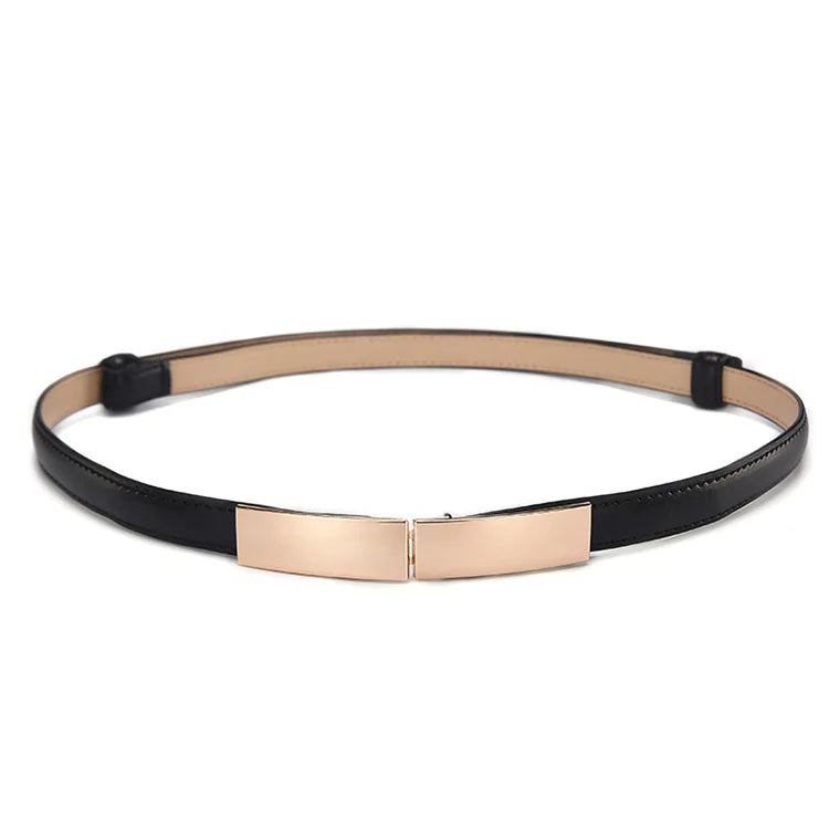 Belt Dress Simple Versatile Fashion Women Leather Thin Skinny Metal Gold Elastic Buckle Waistband Belt Dress Accessories