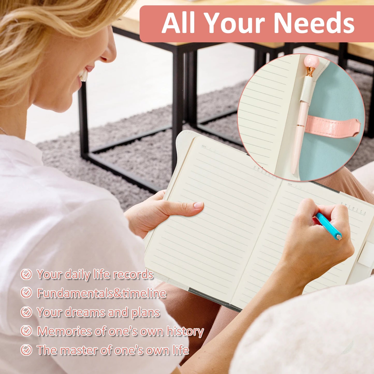 B6 360 Pages PU Leather Book with Lock Diary Thickened Creative Hand Ledger Student Notepad Stationery Notebook Binder Journal