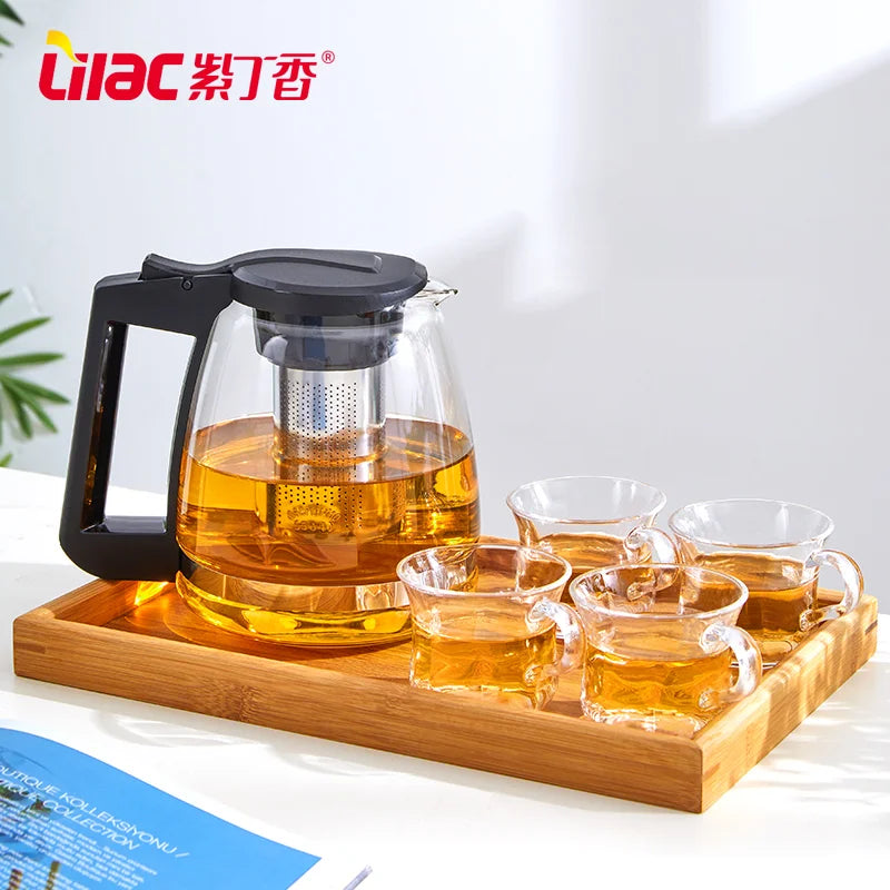 Lilac 2000ml Filterable Heat-resistant Thickened Glass Teapot 2025 New High Quality Glass Chinese Tea Pot Heatable Glass Tea Set