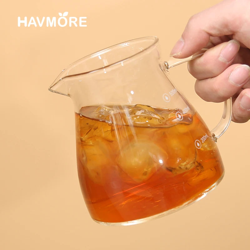 Glass Pour Over Coffee Server with Dot Scale Brewed Coffee Sharing PotHeat Resistant Hand Made Drip Coffee Pot 300ml/500ml