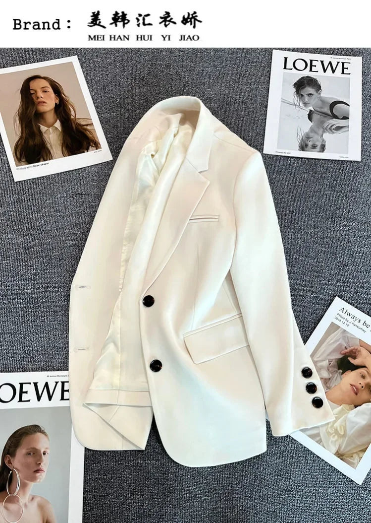 Elegant Office Lady Blazers for Women 2024 Fashion Long Sleeve Single Button Blazer Coats Female Top Suit Jackets Outerwears