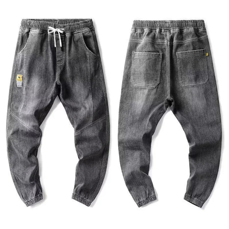 Western Style Men Streetwear Denim Jogger Pants New Spring Autumn Black Blue Cargo Jeans Men Baggy Harem Jean Trousers Plus Size