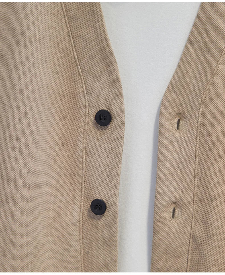 MAINKULCN Cardigan Koreanischer Stil V-Ausschnitt - Größe 8XL-10XL, Material Polyester Baumwolle, Knopfleiste