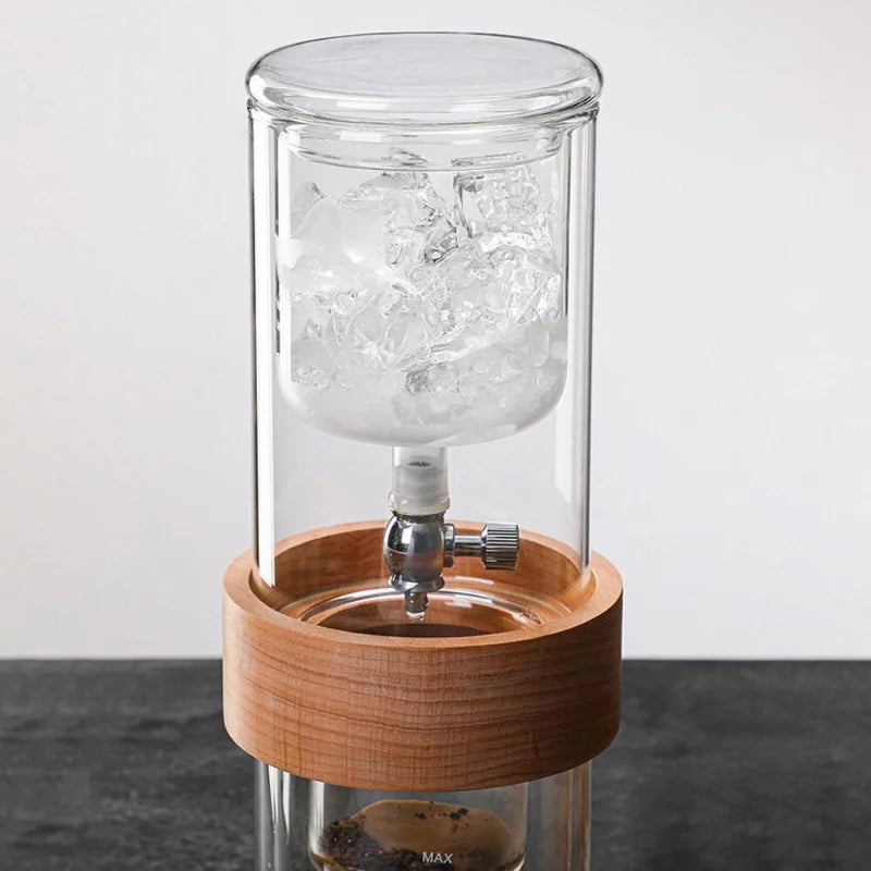 Glass Ice Drip Cold Brew Coffee Pot Portable Ice Cold Drinking Coffee Maker Home Kitchen Use Pour Over Kettle Removable Cleaning