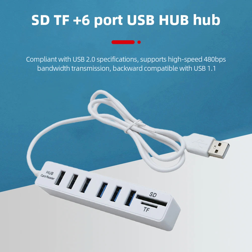 USB-Hub 2025: Hub Multi Splitter 6 Port - High Speed Transmission Memory TF Docking Station Collection