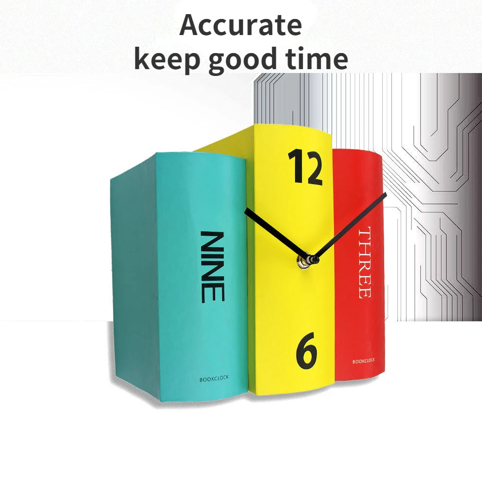 Creative Fake Books Decoration Simple Desk Clock Silent Quartz Clock Desk Clock Children's Alarm Clock Student Desk Clock