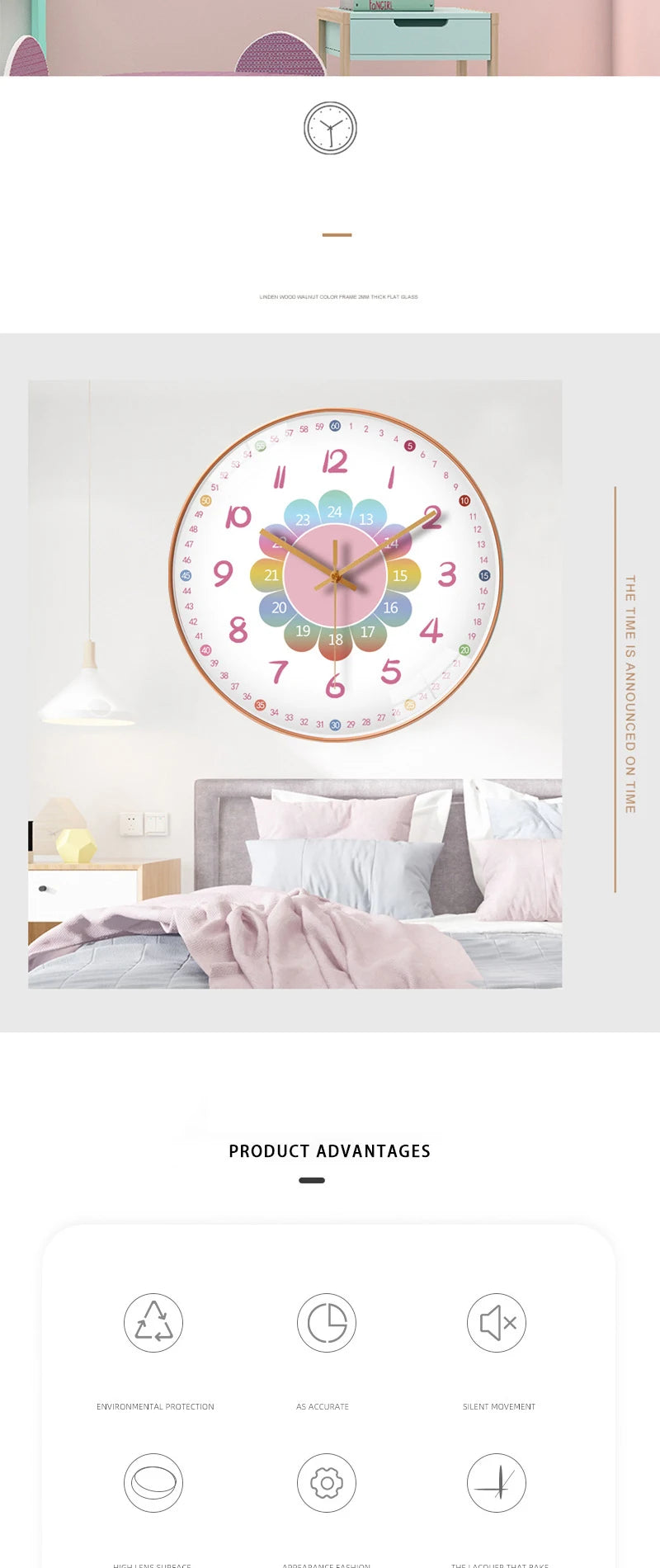 Wall Clock Modern Design Wall Decor Nordic Cartoon Kid Room Decorations for Girls Home Living Room Decoration Art Silent Clock 2