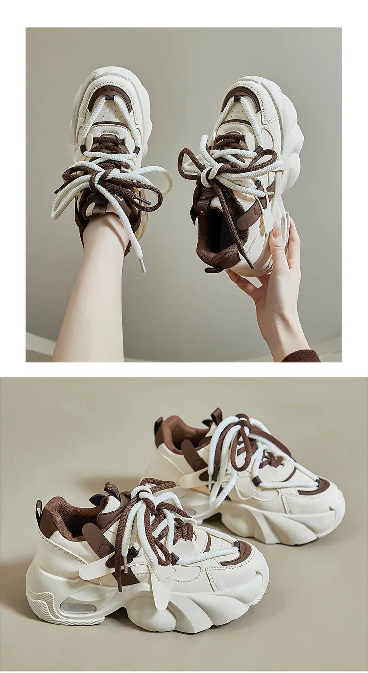 Shijunyi Dicke Sneaker Atmungsaktiv - Plateau 3cm Schnürung