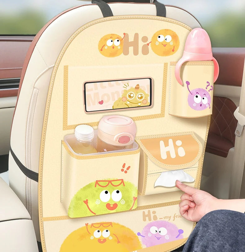 Car Storage Hanging Bag for Car Interior Multi-Functional Car Seat Back Organizer Rear Seat Tissue Box Trash Can Storage Box