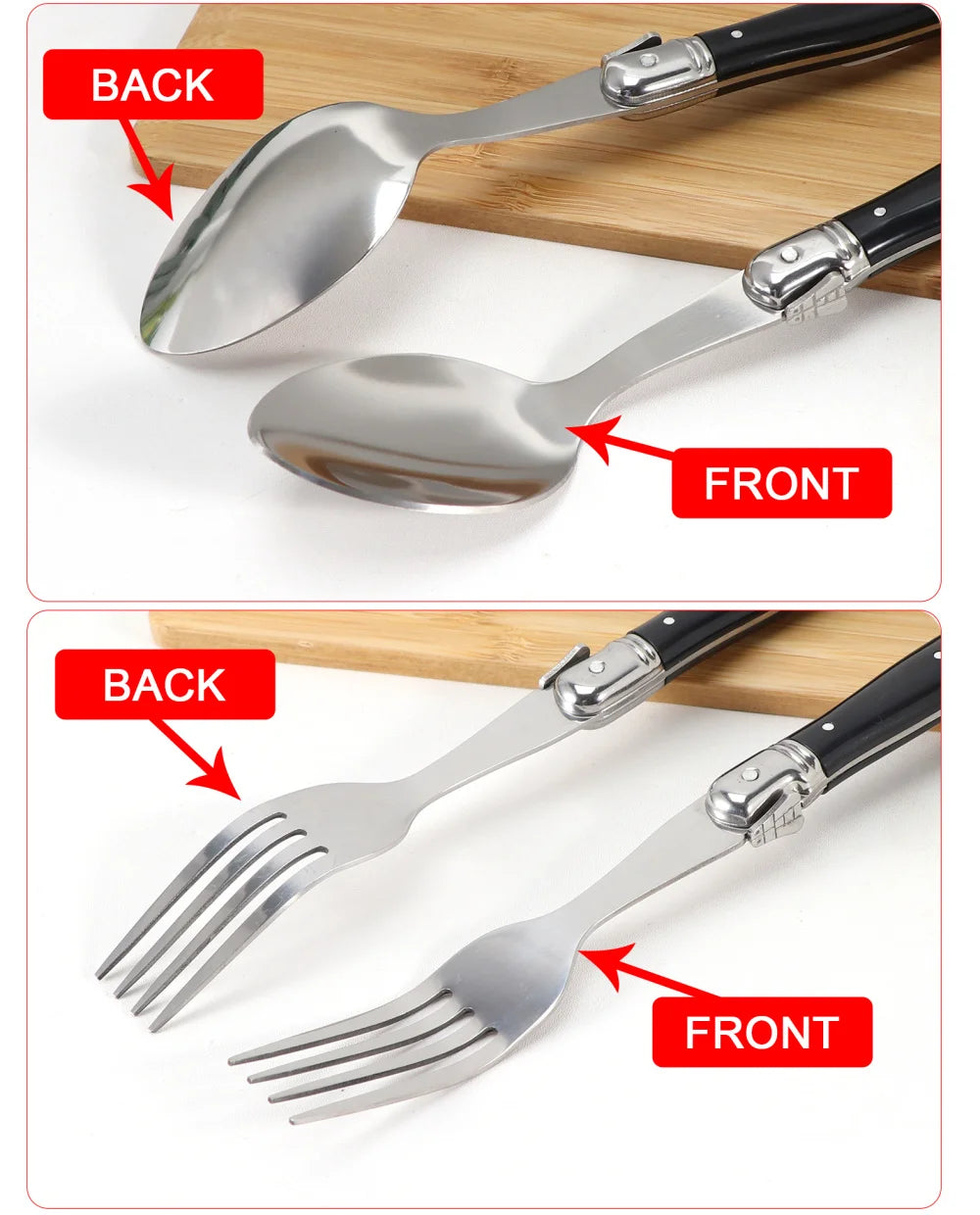 Besteck-Set 2025: Jaswehome 3/4/5pcs Stainless Steak Knife Butter Knife Fork - Soup Tea Spoon Ergonomic Black Flatware Western-Style Tableware Collection