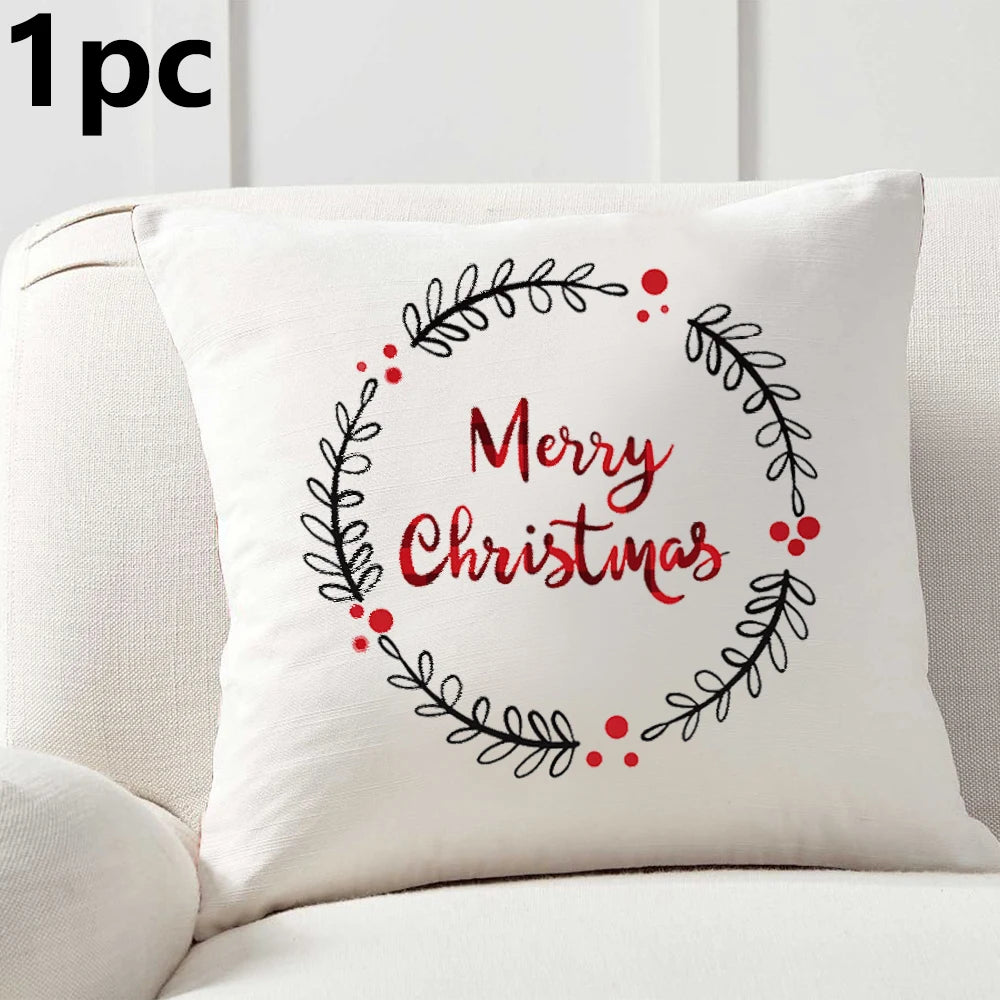 1pc/4pcs 45cm*45cm Christmas Cushion CoverMerry Christmas Decorations for Home 2025 Cristmas Ornaments New Year Gifts