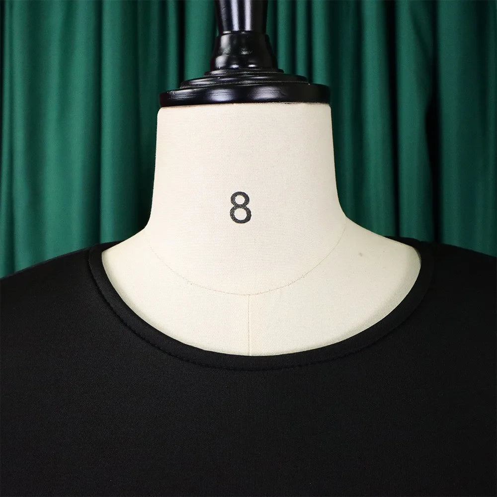 Elegante Kleider Für Frauen 2024 O-Ausschnitt Kurze Ärmel Hohe Taille Plissiert Midi Luxus Weiblich Geburtstag Party Dinner Vestidos