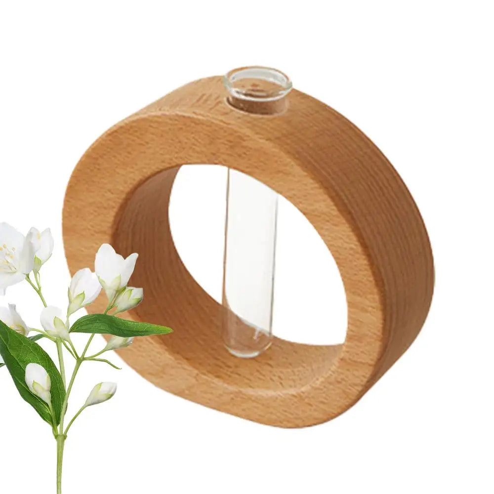 Wooden Hydroponic Flower Pot Home Vase Decor Transparent Imitation Glass Soilless Plant Pots Green Plant Pot For Home Decoration