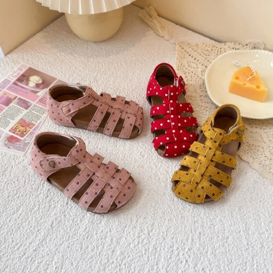 Mädchen-Sandalen 2025: Polka-Dots Princess Korean-Style - Sweet Summer Collection
