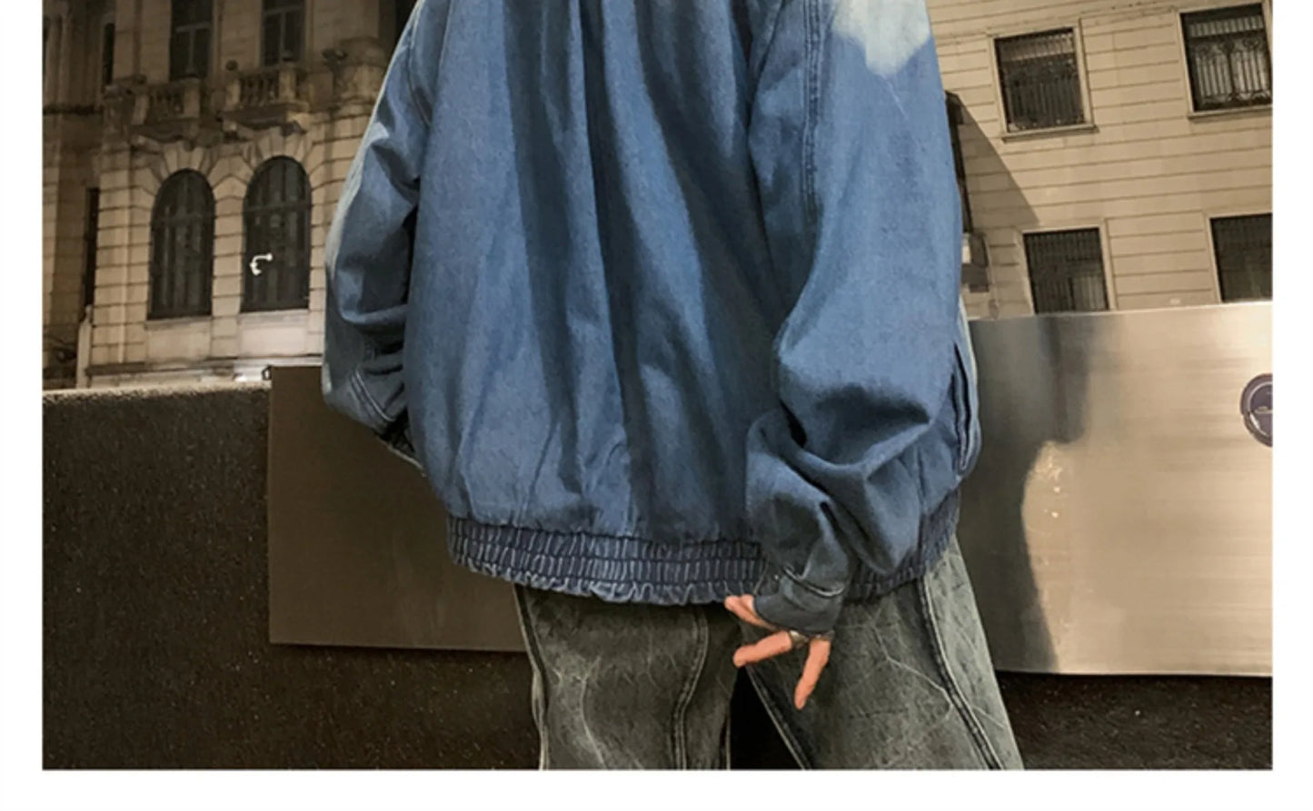 Washed Black Cargo Denim Jacket Men Baggy Zip Up Distressed Outerwear American High Street Blue Loose Casual Jeans Jacket