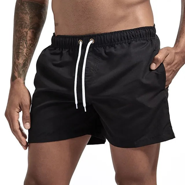 Männer Quick Dry Board Shorts - Schnelltrocknende Badehose Schwimmen Trunks Atmungsaktiv Kordelzug Taschen Surfing Beach