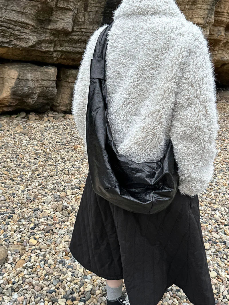 Harajuku Lammwolle Mantel Warm - Dicke, Taschen, L/XL