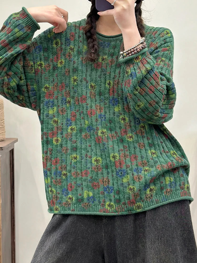 Amax LuluE Pullover Bedruckt Winter OAusschnitt-XL Baumwolle