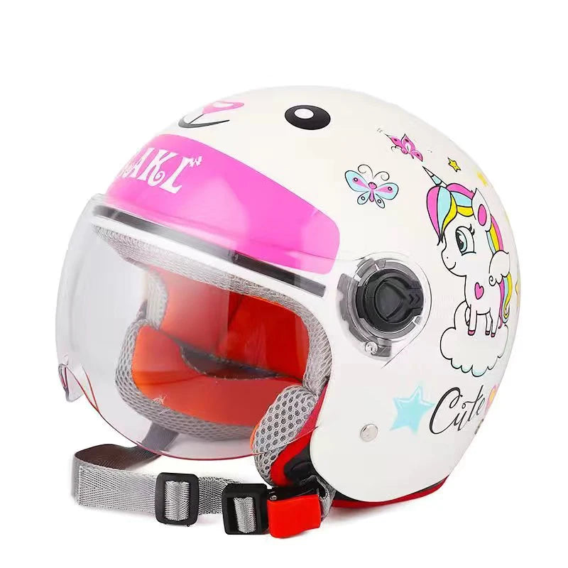 Childrens helmet For Kids 3~12 years child cartoon unicorn Motorcycle Motor Helmet Comfortable Motos Protective Safety Helmets