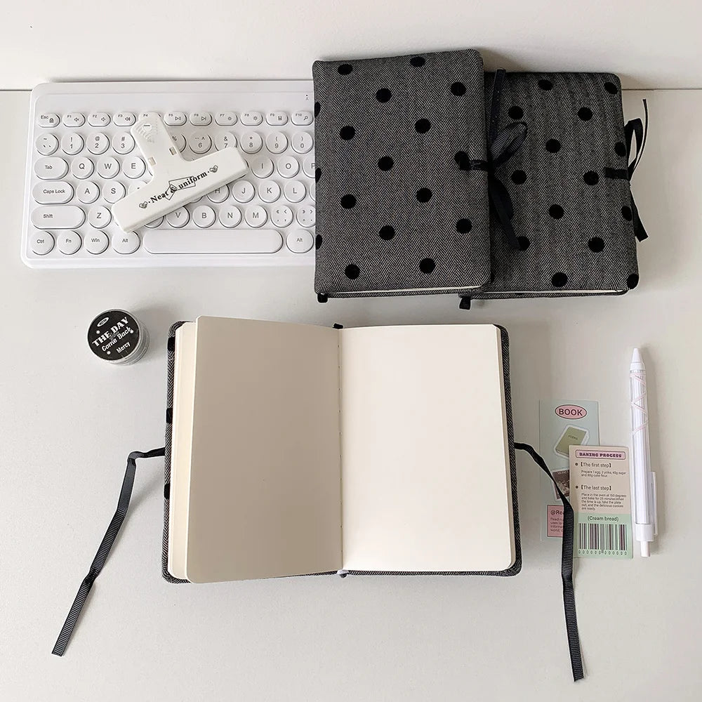 Ins Style Soft Cover Notebook Black Polka Dot Soft Foam Notebook Minimalist Handbook Journal Book Lanyard Notebook