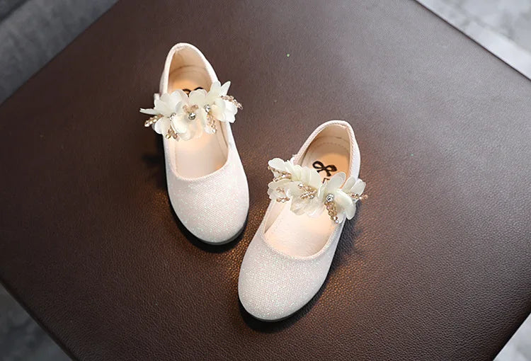 Mädchen Schuhe 2025 - Blumen Mary Jane Kristall Weiche Prinzessin Ballet Flats - Kleine Mädchen 1-7J Baby Hochzeit Party Leder Schuhe