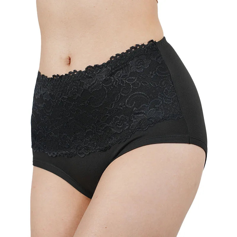 Yueyun NNK826 Dantelă - Set de 4 chiloți din poliester și spandex, talie înaltă