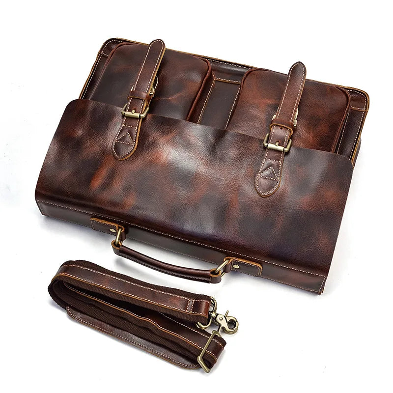 Luufan Aktentasche Rindsleder Business - 16 Zoll, 40x30x10cm