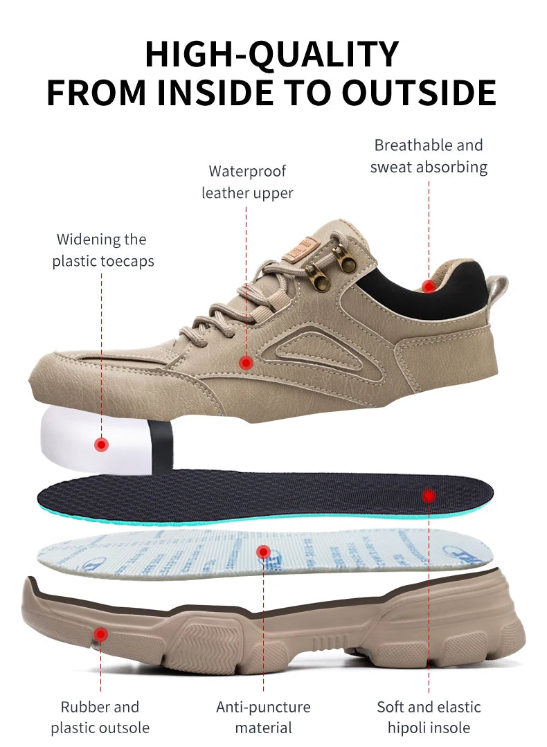 TANRDON W0484 Stahlkappe Sicherheitsstiefel - Größe 46 Leder