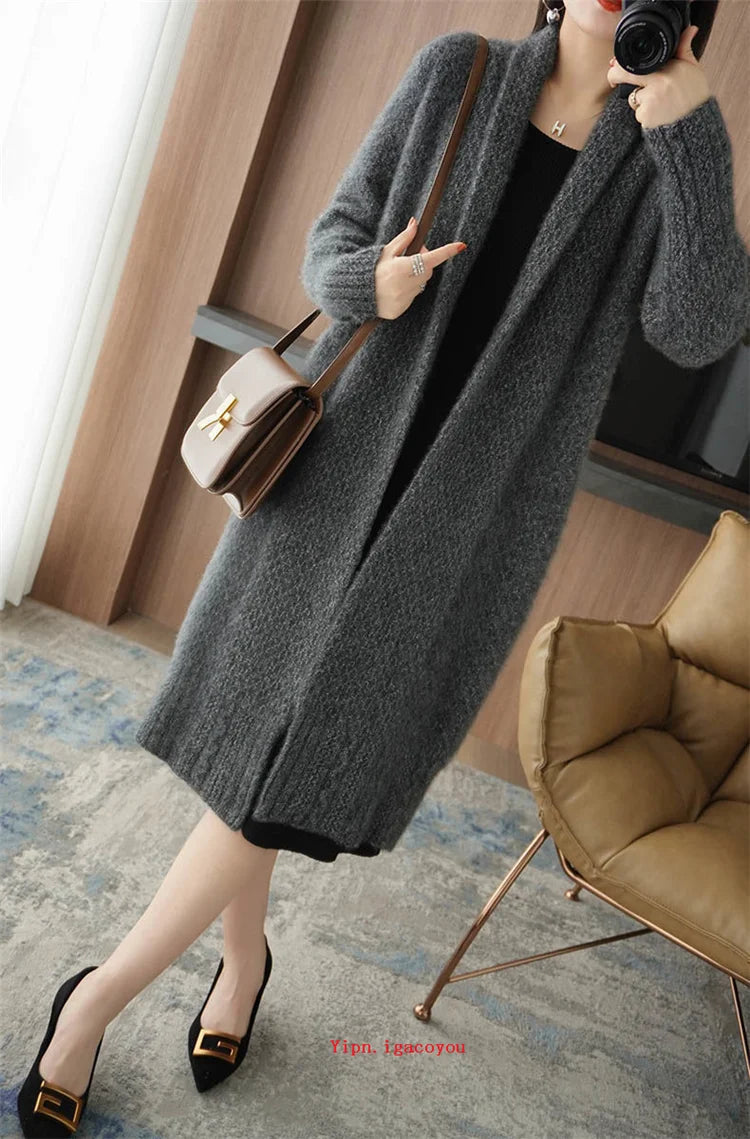 Yipn.igacoyou Cardigan Strickjacke Locker - Länge 66 cm Größe S-XL