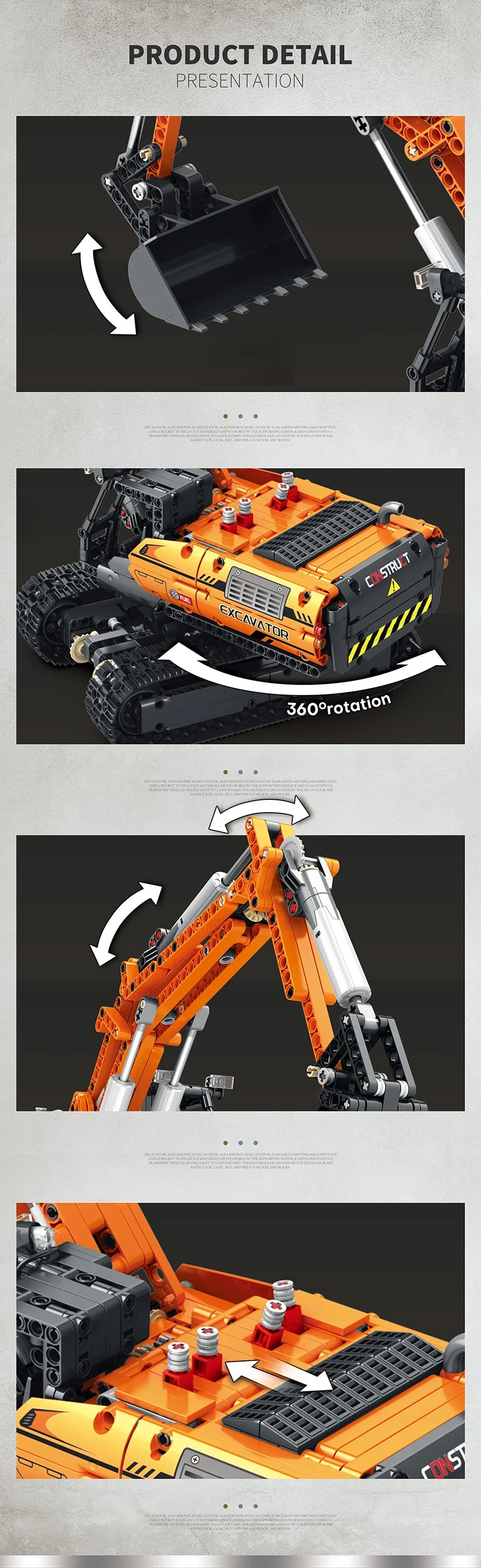 Excavator cu telecomandă REOBRIX 22003 - 1106 piese 35 cm