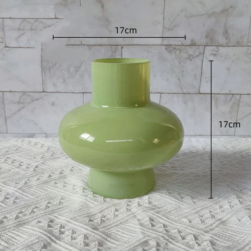 Green Pot Bellied Glass Vase Floral Arrangement Accessories Hydroponics Terrarium Flower Vase Home Decoration Accessories