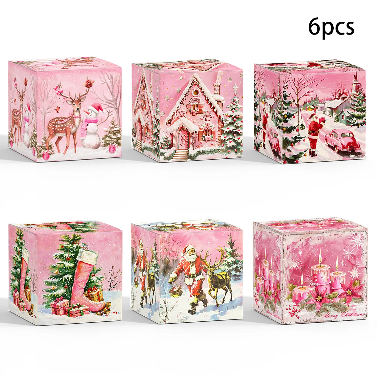 WEIGAOCN Weihnachts Box Pink Santa Kompakt - Inhalt 6/12 Stück Papier