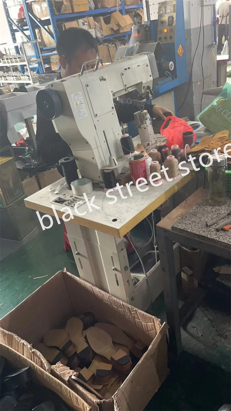 Ghete Black Street Original Design Goodyear Patchwork - Parte superioară din piele, talpă din cauciuc, mărimi 40–46