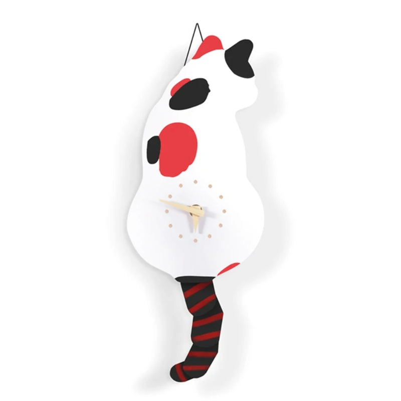 Creative Wall Clock Naughty Cat Wag Tail Clocks Quiet Swinging Clock for Home Bedroom Living Room Decoration Kid Room Decor Tail