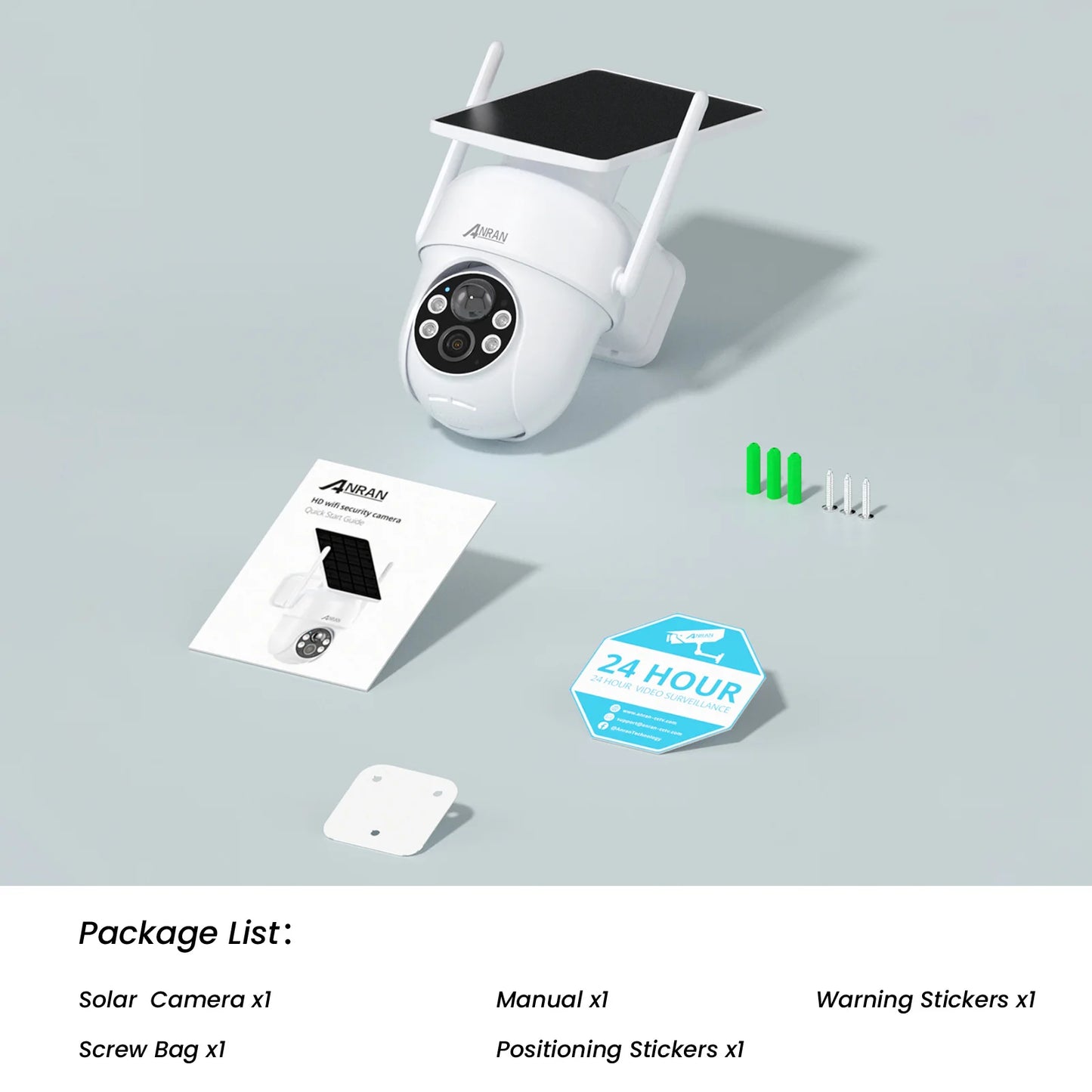 Cameră de supraveghere solară 2025 - ANRAN 5MP WiFi pentru exterior - Detector de mișcare PIR cu baterie, vedere nocturnă, control prin aplicație