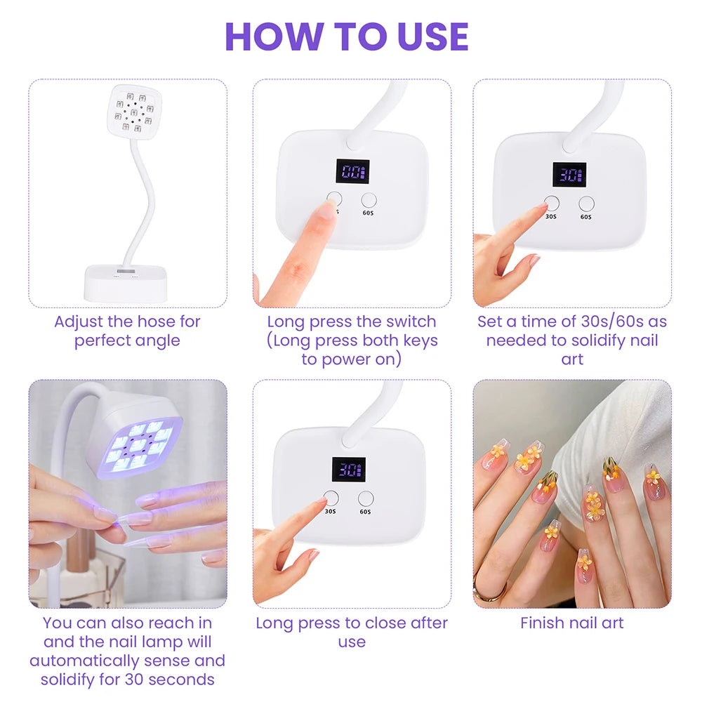 Lampă UV LED reîncărcabilă pentru unghii cu gel, lampă UV profesională pentru uscător de unghii cu LED pentru salon de artă pentru unghii