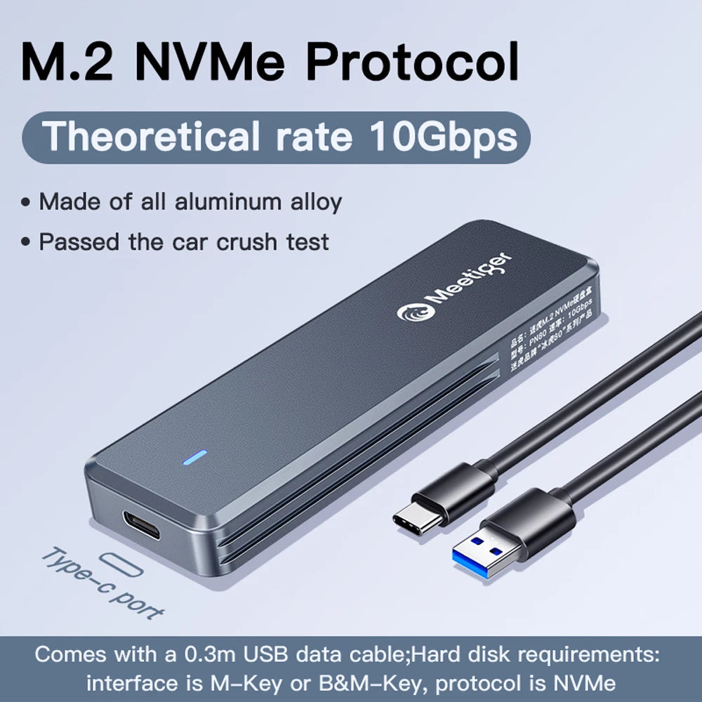 SSD-Gehäuse 2025: Meetiger M.2 SSD Enclosure - 10Gbps USB3.2 Type-C Aluminum NVMe SATA Collection