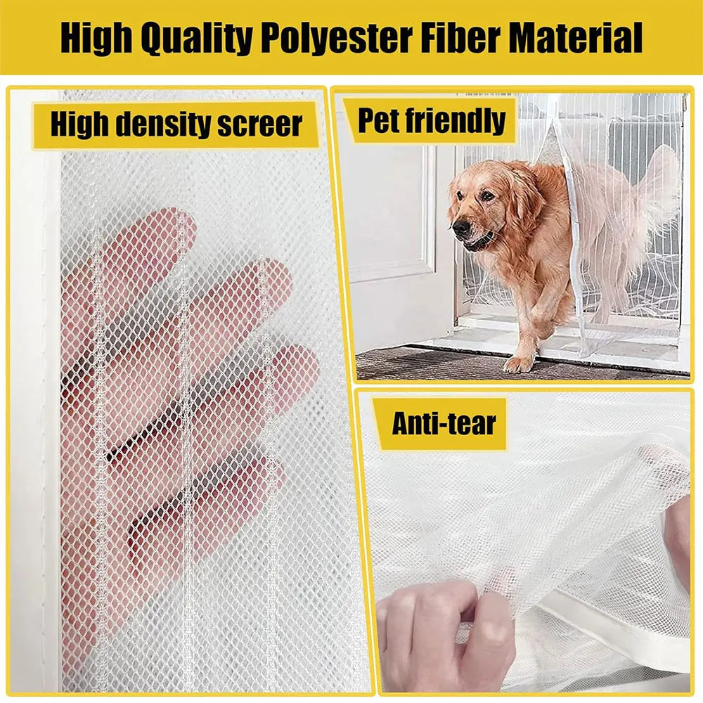 Magnetic Screen Door Screen Hands Free Mesh Partition Heavy Duty Curtain Keeps Bugs Out Frame Hook & Loop Pet and Kid Friendly