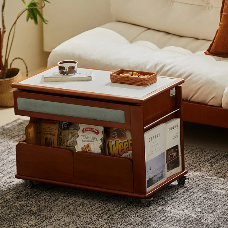 Cabinet Wood Coffee Table Lift Portable Walnut Design Living Room Side Table Folding Modern Luxury Mesa De Centro Sala Furniture