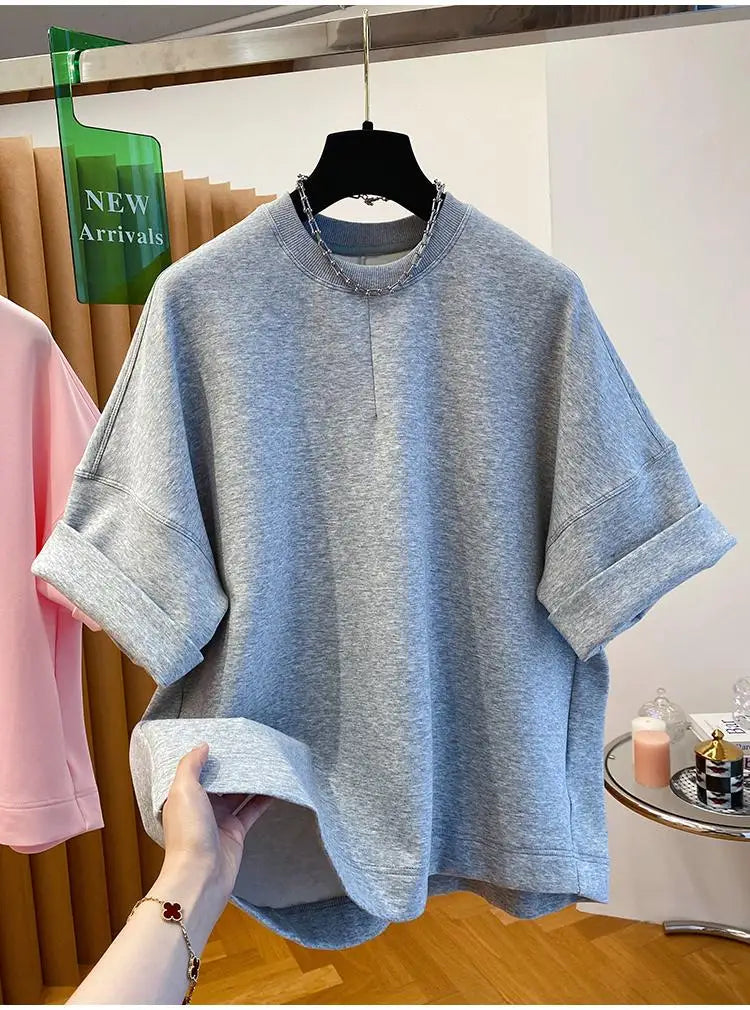 Women T-shirt 2025 Summer New Solid Color Short-sleeved T-shirt Female Loose Casual Round Neck  T Shirt