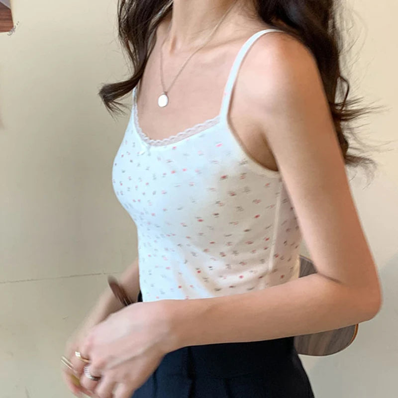 Femei topuri vară fete topuri scurt Slim dantelă dulce imprimare crop top doamnelor bottoming drăguț topuri top mujer top femme