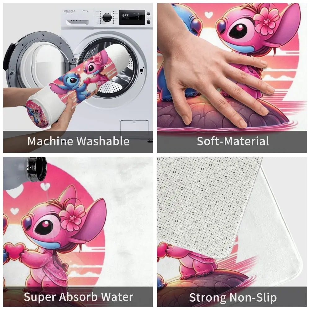 Custom Cartoon Stitch Floor Door Kitchen Bathroom Mat Anti-Slip Outdoor Doormat Bedroom Balcony Entrance Rug Carpet Footpad