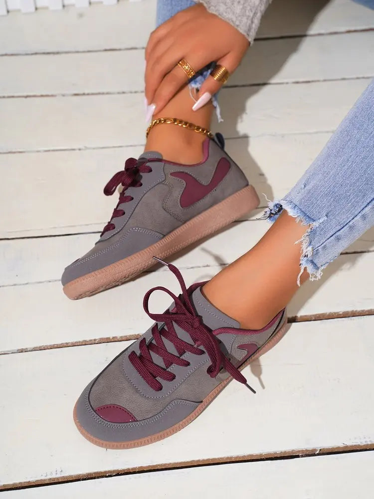 Sneakers Women Fashion Platform Casual Single Shoes Breathable Flat Bottom Lace Up Lightweight Sneakers Shoes Zapatos De Mujer