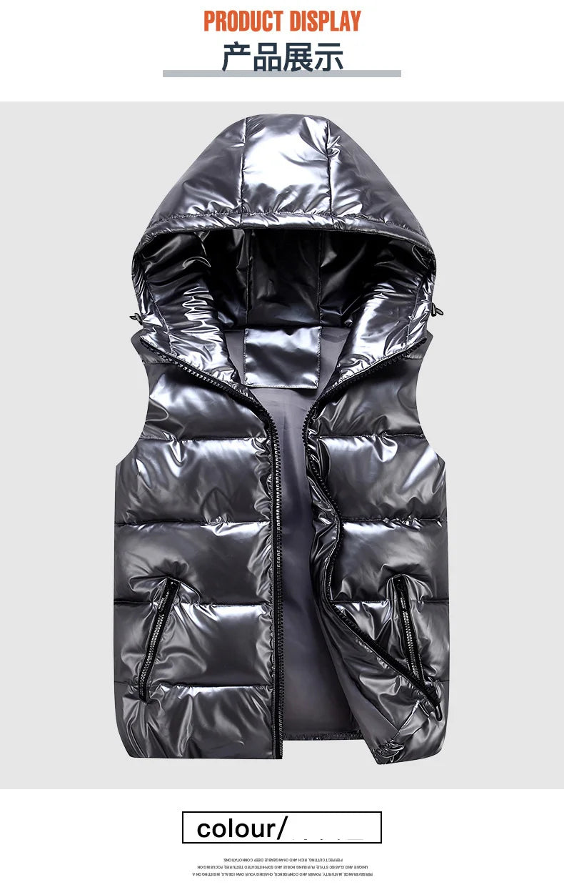 OLEKID 240805 Glänzende Weste Mit Kapuze - Größe 3-20 Jahre, Unisex, Wasserabweisend