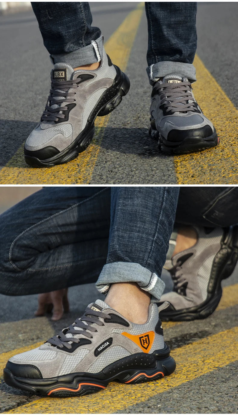 Pantofi de lucru pentru bărbați, pantofi de siguranță anti-șoc, anti-punctură, pantofi indestructibili, respirabili, confortabili, cu vârf de oțel, pantofi de protecție