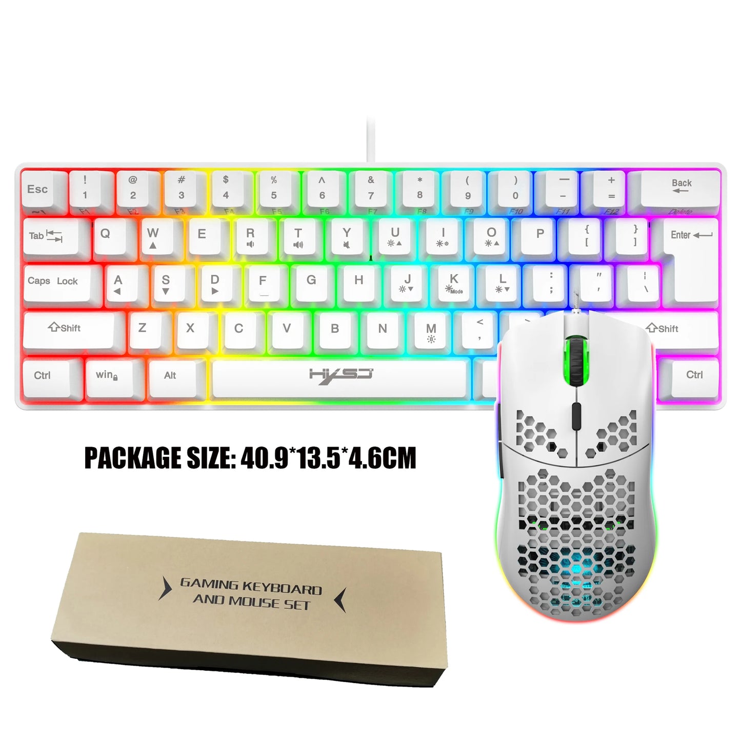 Gaming-Set 2025: HXSJ 61 Keys V700 RGB Luminous - Mechanical Feel Keyboard Mouse Combos Collection