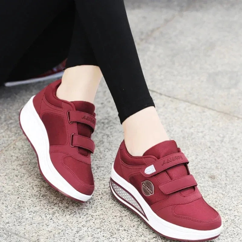Women's Swing Sneakers Wedge Platform Toning Sports Shoes for Woman Breathable Slimming Fitness Newing Mom Shoes Thick Sole2024